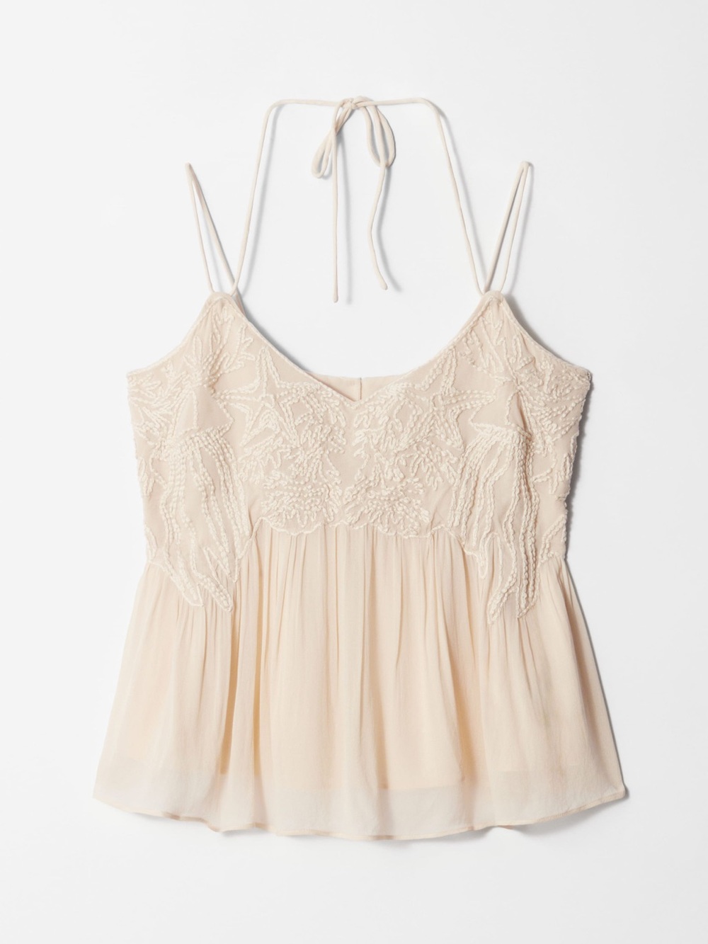 & Other Stories Cream Embroidered Flowy Top